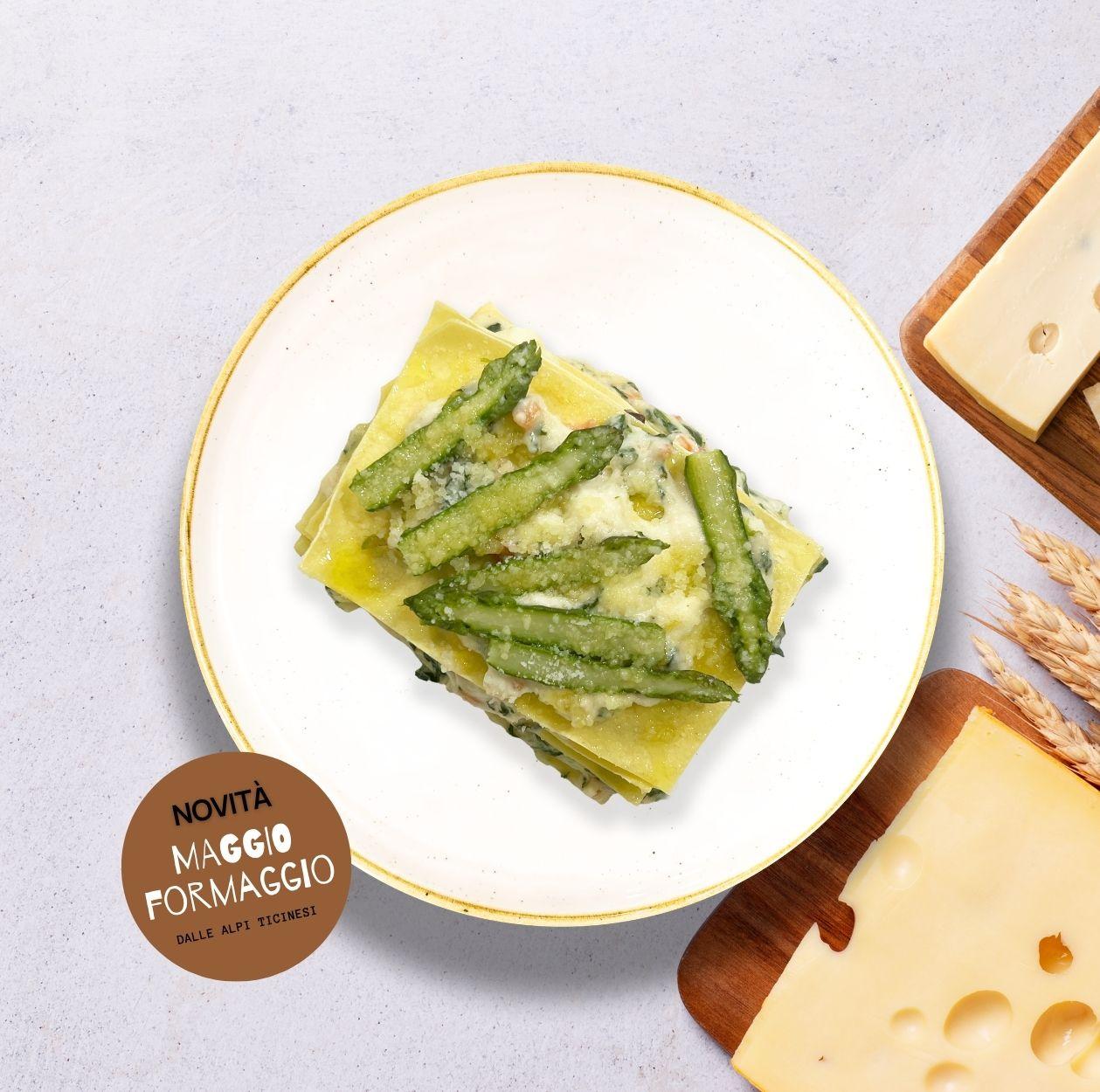 Lasagnetta agli asparagi con fonduta di formaggio Blenio